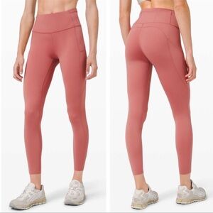 Lululemon Fast and Free High Rise Tight Leggings 25" *Cool Cherry Tint Size 6